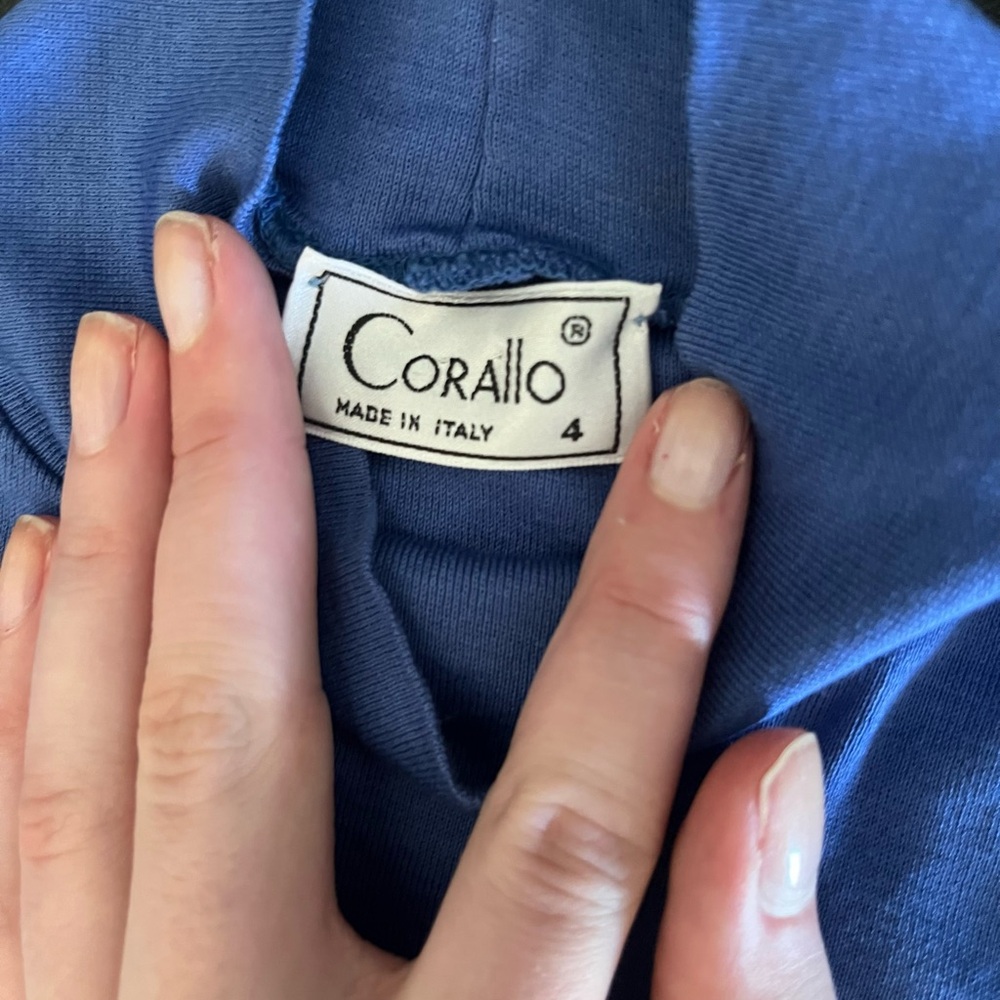 Vintage Italian Corallo Blue High Neck Top